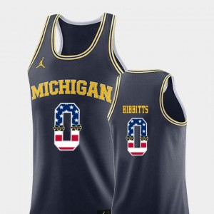#0 Brent Hibbitts Michigan Jersey College Basketball Jordan Brand USA Flag Men Navy