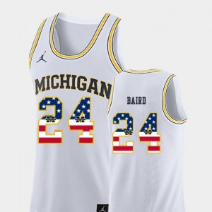 College Basketball Jordan Brand C.J. Baird Michigan Wolverines Jersey White Men USA Flag #24