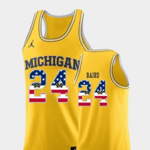 USA Flag #24 Men Yellow C.J. Baird Wolverines Jersey College Basketball Jordan Brand