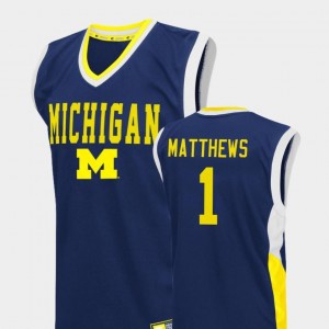 #1 Charles Matthews Michigan Jersey Blue Fadeaway Men College Basketball