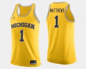 Maize #1 Jordan Brand Charles Matthews Michigan Jersey College Basketball For Men