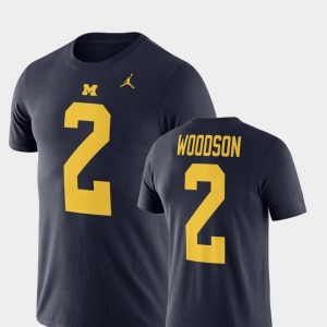 #2 Navy Name and Number Jordan Football Performance Charles Woodson Michigan T-Shirt For Men's