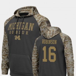 United We Stand Charcoal Colosseum Football Denard Robinson Michigan Hoodie For Men's #16