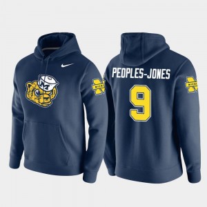 Mens Navy Nike Pullover Donovan Peoples-Jones Michigan Wolverines Hoodie #9 Vault Logo Club