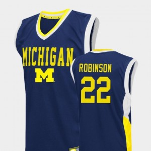 Fadeaway College Basketball #22 Blue Duncan Robinson University of Michigan Jersey Men