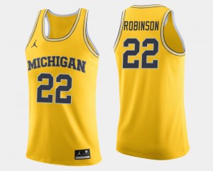 Jordan Brand Maize College Basketball For Men Duncan Robinson Michigan Wolverines Jersey #22