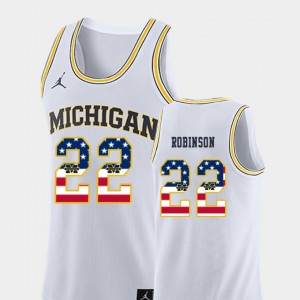 White Duncan Robinson University of Michigan Jersey USA Flag Mens #22 College Basketball Jordan Brand