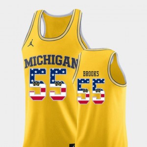 College Basketball Jordan Brand USA Flag Yellow Mens #55 Eli Brooks Wolverines Jersey