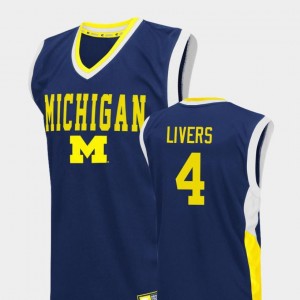 #4 College Basketball Isaiah Livers Michigan Jersey Fadeaway Blue For Men