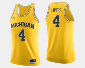 College Basketball For Men Maize #4 Isaiah Livers University of Michigan Jersey Jordan Brand