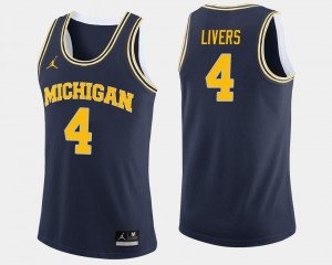 College Basketball Mens Navy Isaiah Livers University of Michigan Jersey Jordan Brand #4