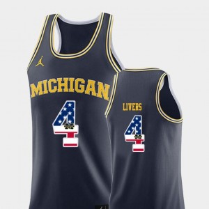 College Basketball Jordan Brand Isaiah Livers University of Michigan Jersey Men's #4 Navy USA Flag