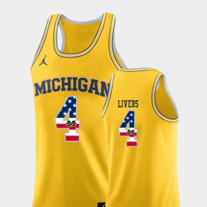 USA Flag Yellow #4 Isaiah Livers University of Michigan Jersey College Basketball Jordan Brand Men's