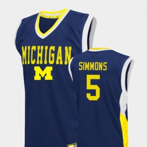 #5 Jaaron Simmons Michigan Jersey Fadeaway For Men's College Basketball Blue