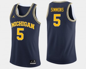 College Basketball #5 Navy Jaaron Simmons Michigan Jersey Jordan Brand Men's