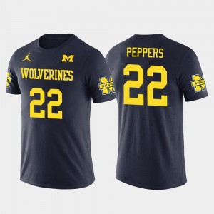 Men Jabrill Peppers University of Michigan T-Shirt Cleveland Browns Football Navy #22 Future Stars