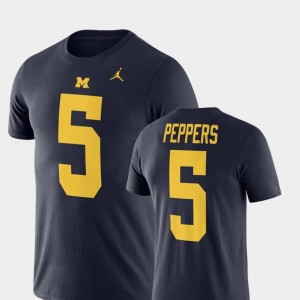#5 Men's Navy Jordan Football Performance Name and Number Jabrill Peppers Michigan Wolverines T-Shirt