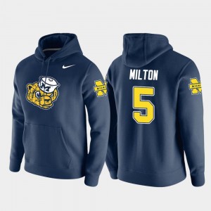 Men Nike Pullover #5 Navy Joe Milton University of Michigan Hoodie Vault Logo Club