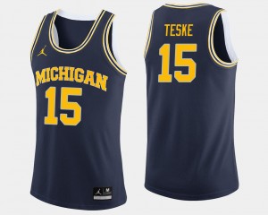 Navy Jordan Brand College Basketball Jon Teske Michigan Jersey Mens #15