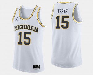 Jordan Brand #15 Men White Jon Teske Michigan Jersey College Basketball