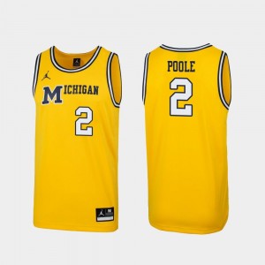 #2 1989 Throwback College Basketball Jordan Poole Michigan Jersey Replica Maize For Men