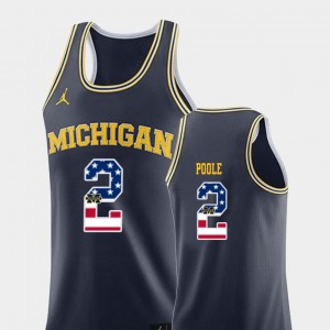 USA Flag College Basketball Jordan Brand Jordan Poole Michigan Wolverines Jersey Navy #2 Mens
