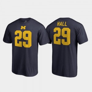 #29 College Legends For Men's Navy Leon Hall University of Michigan T-Shirt Name & Number