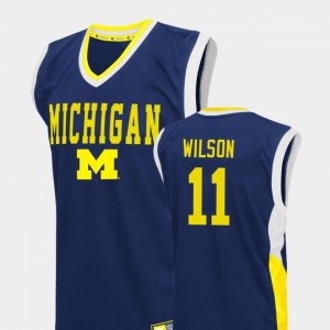 College Basketball #11 Luke Wilson Michigan Wolverines Jersey Fadeaway Blue Men's