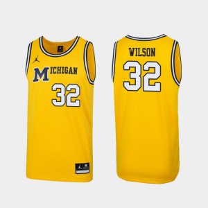 Men 1989 Throwback College Basketball Replica Maize Luke Wilson Michigan Jersey #32