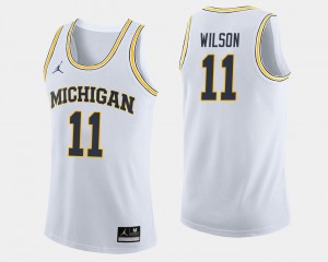 For Men Jordan Brand White College Basketball #11 Luke Wilson Michigan Jersey