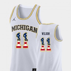 Luke Wilson Michigan Wolverines Jersey Men's College Basketball Jordan Brand USA Flag White #11