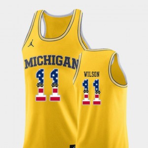 USA Flag #11 Luke Wilson Michigan Jersey College Basketball Jordan Brand Yellow Mens