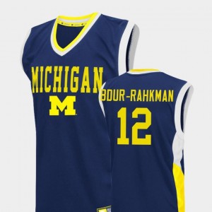 #12 Fadeaway College Basketball Men Blue Muhammad-Ali Abdur-Rahkman Michigan Jersey