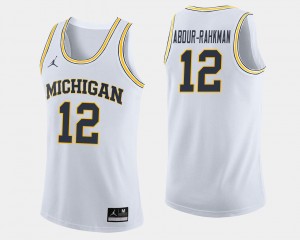 College Basketball #12 Jordan Brand Mens White Muhammad-Ali Abdur-Rahkman Wolverines Jersey
