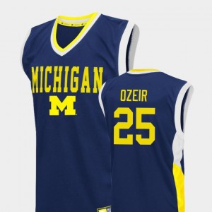 For Men's Naji Ozeir Michigan Wolverines Jersey Blue Fadeaway #25 College Basketball