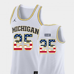 College Basketball Jordan Brand #25 Naji Ozeir University of Michigan Jersey Men USA Flag White