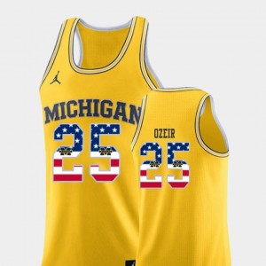 #25 Yellow Naji Ozeir Michigan Wolverines Jersey USA Flag For Men's College Basketball Jordan Brand