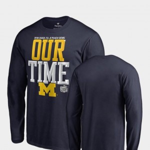 2018 Peach Bowl Bound Navy Wolverines T-Shirt For Men Counter Long Sleeve Fanatics Branded