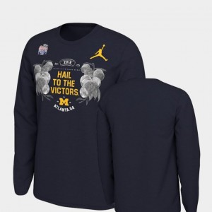Michigan Wolverines T-Shirt Verbiage Long Sleeve Jordan Brand Men's 2018 Peach Bowl Bound Navy