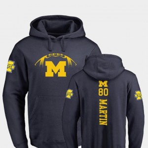 Oliver Martin Wolverines Hoodie #80 For Men's Navy Fanatics Branded Backer College Football