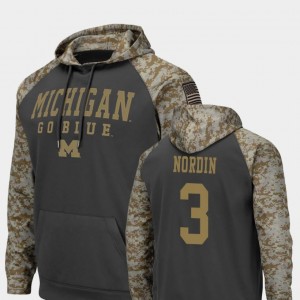 Charcoal Colosseum Football United We Stand #3 Quinn Nordin Michigan Wolverines Hoodie For Men's