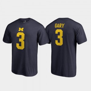 College Legends Men's #3 Fanatics Branded Name & Number Navy Rashan Gary Wolverines T-Shirt