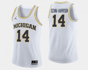 Rico Ozuna-Harrison Michigan Jersey Jordan Brand Men White #14 College Basketball