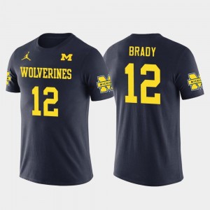 Future Stars New England Patriots Football Mens #12 Navy Tom Brady University of Michigan T-Shirt