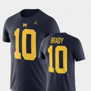 Name and Number Men's #10 Jordan Football Performance Navy Tom Brady Wolverines T-Shirt