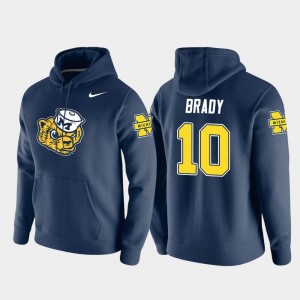 Navy For Men #10 Tom Brady Michigan Hoodie Vault Logo Club Nike Pullover