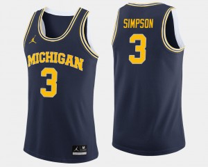 Men Zavier Simpson Wolverines Jersey #3 Jordan Brand Navy College Basketball