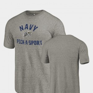 Tri Blend Distressed For Men's Gray Pick-A-Sport Navy Midshipmen T-Shirt