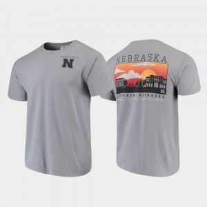 Comfort Colors Campus Scenery University of Nebraska T-Shirt Men's Gray