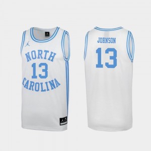 #13 Men Special College Basketball White Cameron Johnson North Carolina Tar Heels Jersey March Madness